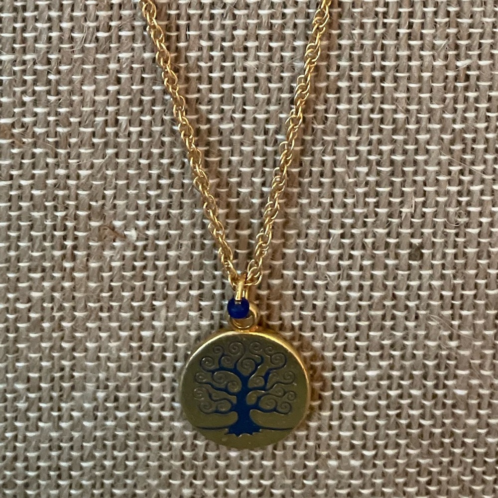 Blee Inara gold plated enamel family tree necklace. Never been worn. 18”.